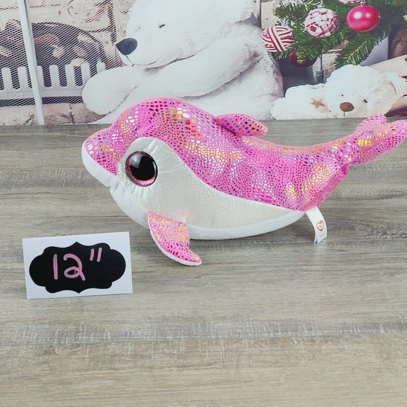Ty Beanie Boos Sparkles The Pink Dolphin Plush 12" Stuffed Animal - Picture 1 of 5